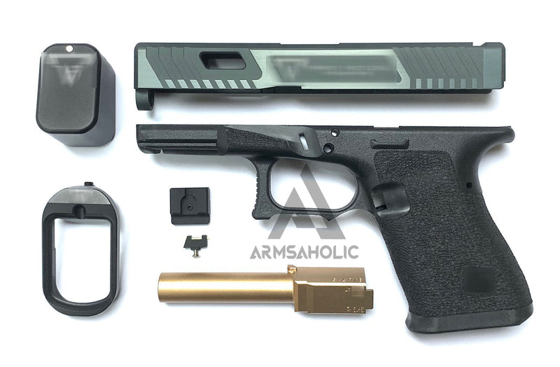 Load image into Gallery viewer, Nova T-Style JW G19 Aluminum Slide Kit for TM Tokyo Marui Airsoft G19 GBB Series - Shiny Black