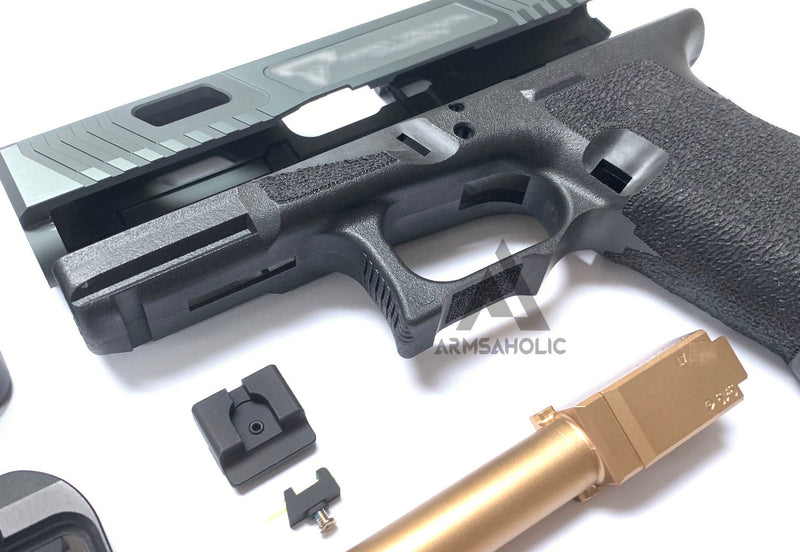 Load image into Gallery viewer, Nova T-Style JW G19 Aluminum Slide Kit for TM Tokyo Marui Airsoft G19 GBB Series - Shiny Black
