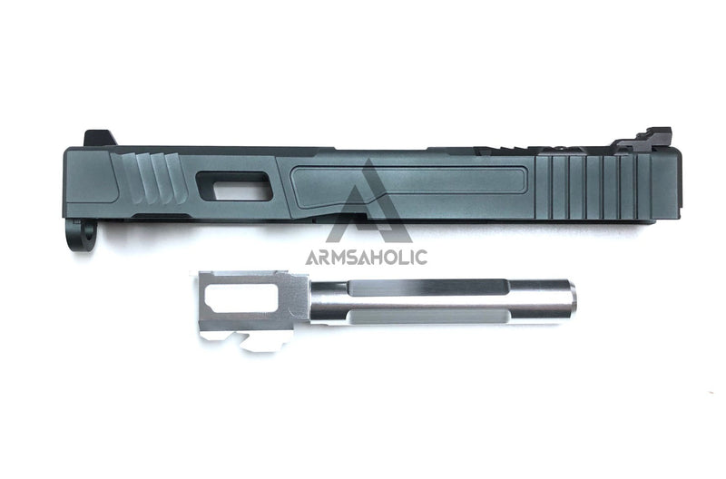 Load image into Gallery viewer, Nova FI-Style 17 Aluminum Slide Set For Marui G17/22/34-Titanium Grey Slide & Silver Outer Barrel