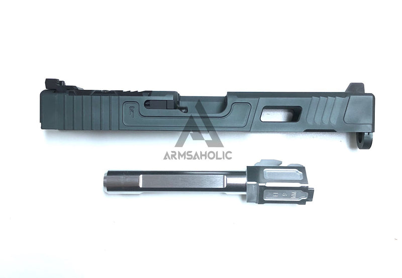 Load image into Gallery viewer, Nova FI-Style 17 Aluminum Slide Set For Marui G17/22/34-Titanium Grey Slide & Silver Outer Barrel