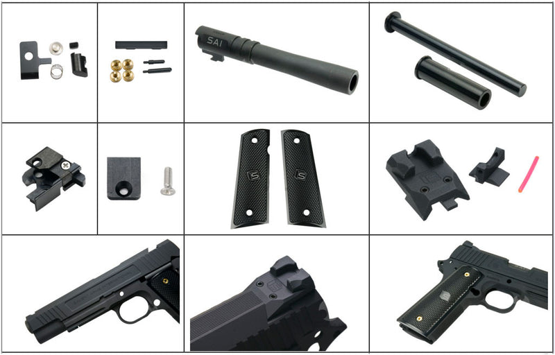 Load image into Gallery viewer, Nova S-style 1911 5inch Model CNC Aluminum Slide & Frame Kit for TM 1911 series - Black Barrel version