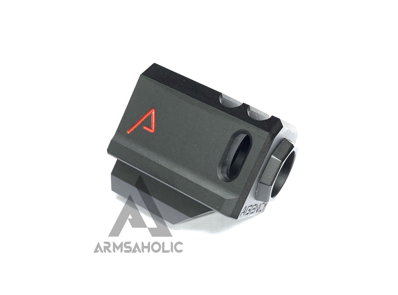 Load image into Gallery viewer, RWA Agency Arms 417 Compensator (14mm CCW) (Black) w/ ArmsAholic Custom Red Logo
