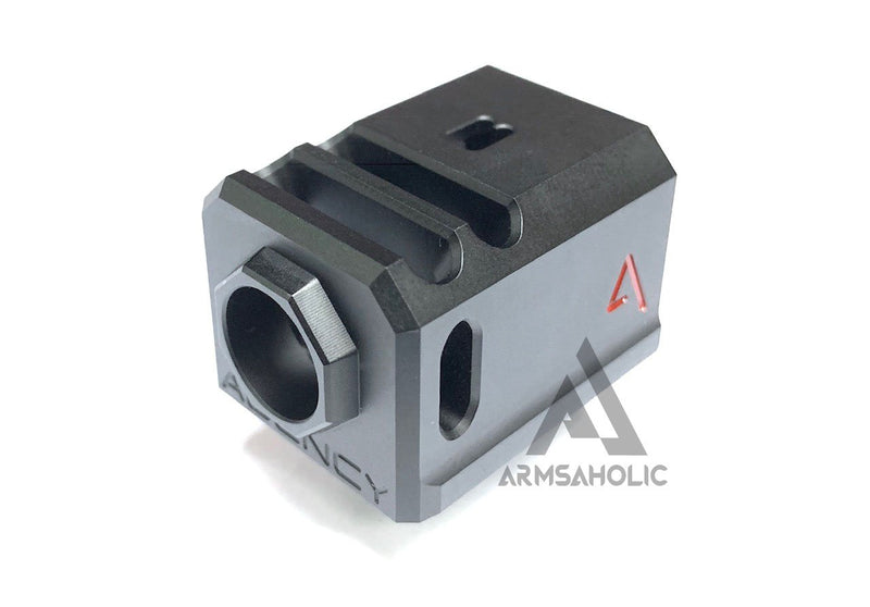 Load image into Gallery viewer, RWA Agency Arms 417 Compensator (14mm CCW) (Black) w/ ArmsAholic Custom Red Logo