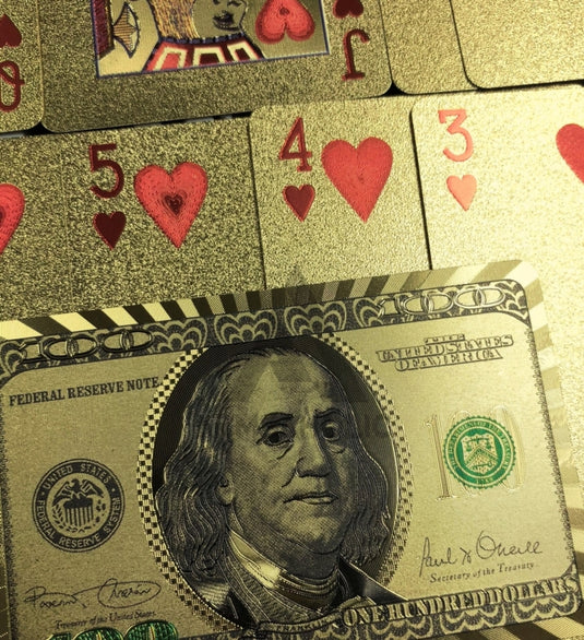 High Quality - Plastic Poker Playing Card Benjamin Franklin - Gold / Silver