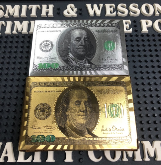 High Quality - Plastic Poker Playing Card Benjamin Franklin - Gold / Silver