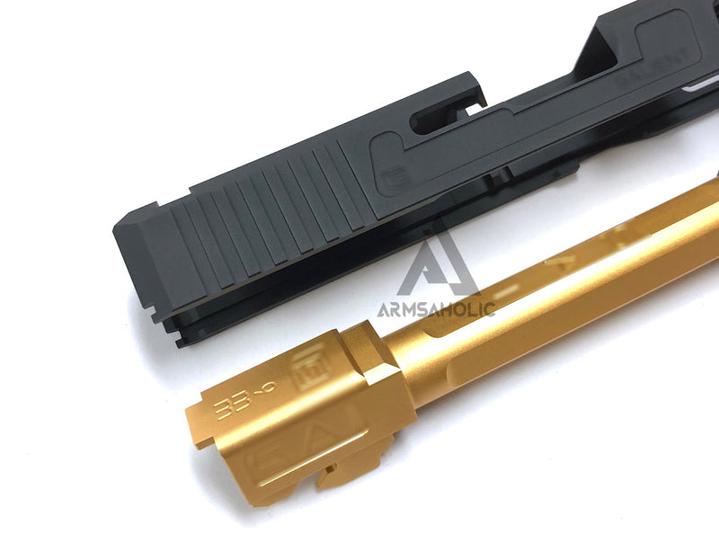 Load image into Gallery viewer, Nova Aluminum S-style G17 Slide with Tactical Thread barrel (Golden) Set for Marui G17 Airsoft GBB series