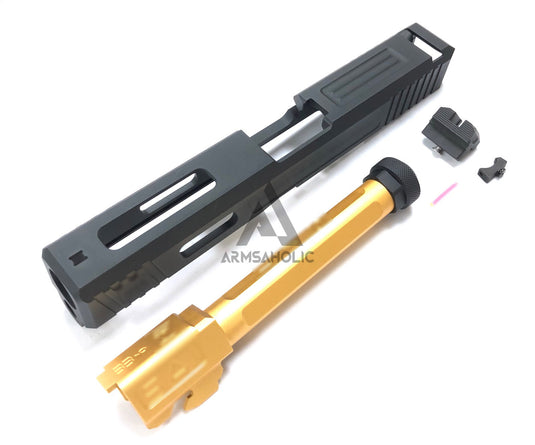 Nova Aluminum S-style G17 Slide with Tactical Thread barrel (Golden) Set for Marui G17 Airsoft GBB series