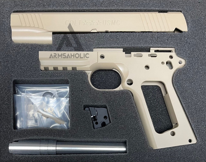 Load image into Gallery viewer, NOVA CNC Aluminum USMC M45A1 CQBP Slide & Frame Set For MARUI Airsoft M45A1 GBB Series - Desert Sand