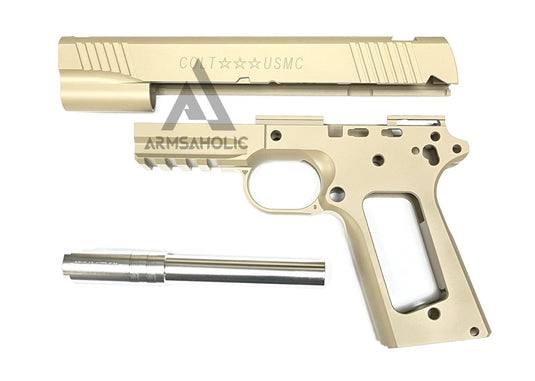 NOVA CNC Aluminum USMC M45A1 CQBP Slide & Frame Set For MARUI Airsoft M45A1 GBB Series - Desert Sand