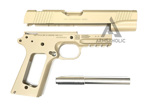 NOVA CNC Aluminum USMC M45A1 CQBP Slide & Frame Set For MARUI Airsoft M45A1 GBB Series - Desert Sand