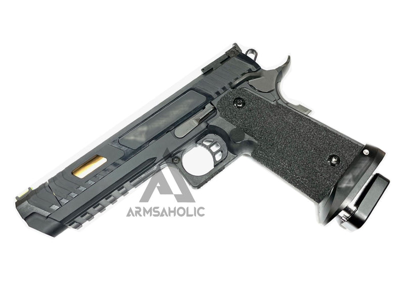 Load image into Gallery viewer, ArmsAholic Custom S-style Block Barrel JW3 Style Stipple Lower Frame 02 For Marui HI-CAPA Airsoft GBB Black
