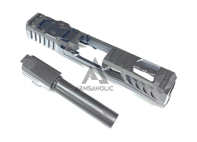 Load image into Gallery viewer, NOVA CNC Steel P320 NOS Reptile Cut Slide Set For Umarex SIG M18 GBB Series - Black