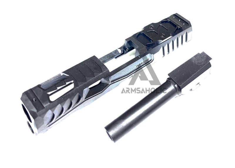 Load image into Gallery viewer, NOVA CNC Steel P320 NOS Reptile Cut Slide Set For Umarex SIG M18 GBB Series - Black