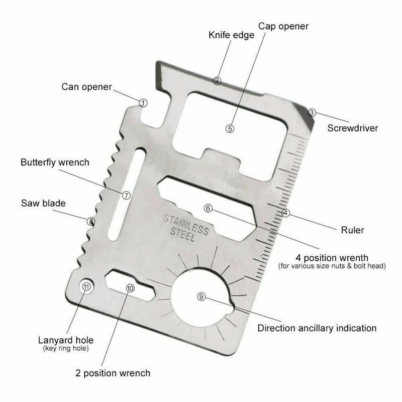 Load image into Gallery viewer, 11-IN-1 Multi Function Survival Card Tool Outdoor Camping Hiking Emergency Gear