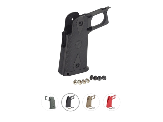 5KU STI戰術風格尼龍纖維握把，適用於Marui Hi-Capa瓦斯手槍 - 黑色 #5KU-GB-470