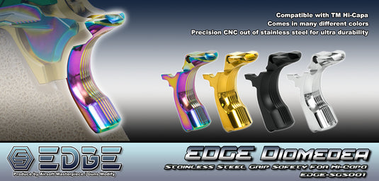 EDGE Custom “DIOMEDEA” Stainless Steel Grip Safety for Hi-CAPA - Rainbow