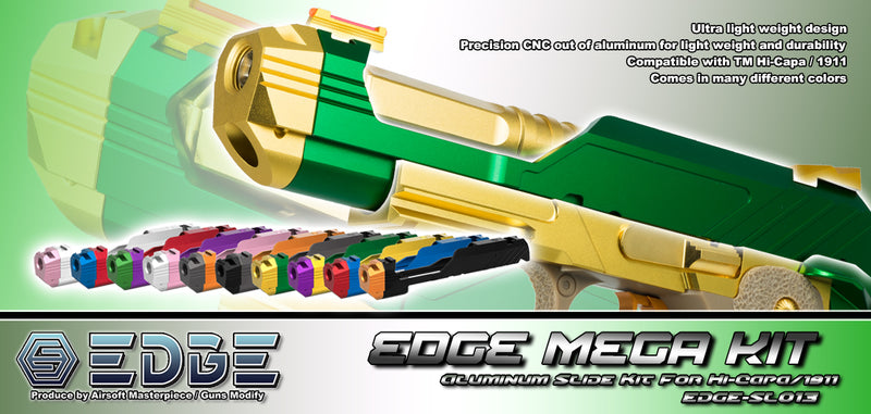 Load image into Gallery viewer, EDGE Custom “MEGA” Aluminum Standard Slide for Hi-CAPA GOLD #EDGE-SL013-GD
