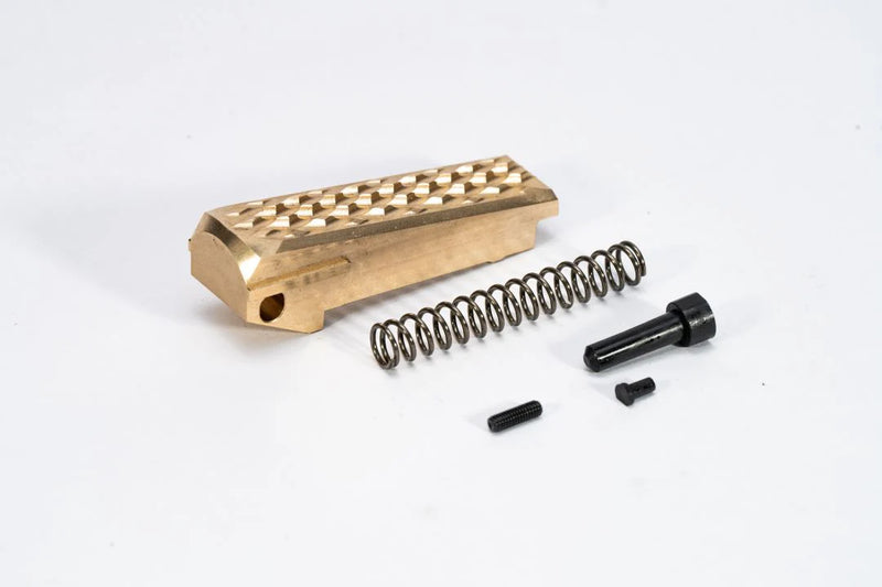 Load image into Gallery viewer, Revanchist Airsoft Brass Spring Housing V2 for Hi-Capa GBB (Raw Brass / Black)
