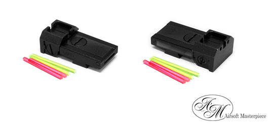 Airsoft Masterpiece Aluminum Rear Sight with Fiber for Hi-CAPA - S Style(Black)