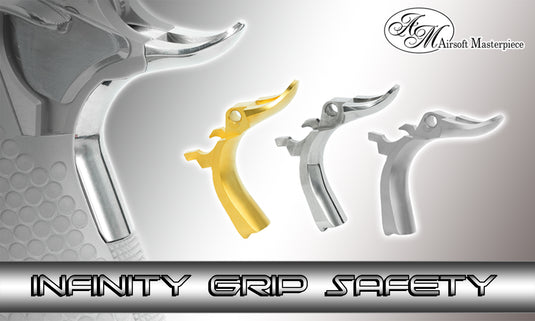 Airsoft Masterpiece Steel Grip Safety – INFINITY Signature (Matt Silver) #SGS-3SM