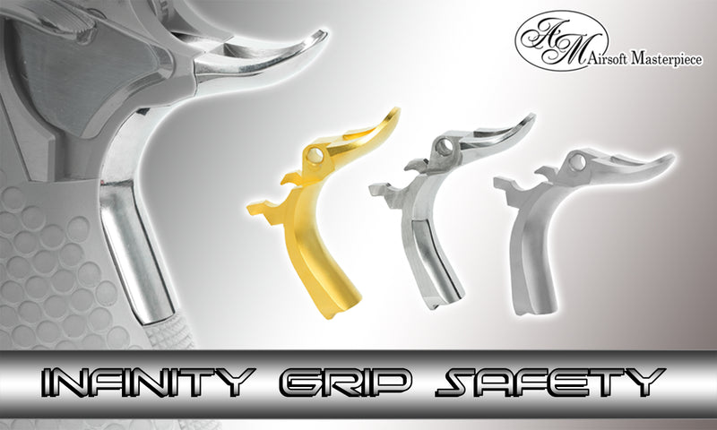 Load image into Gallery viewer, Airsoft Masterpiece Steel Grip Safety – INFINITY Signature (Silver) #SGS-3S
