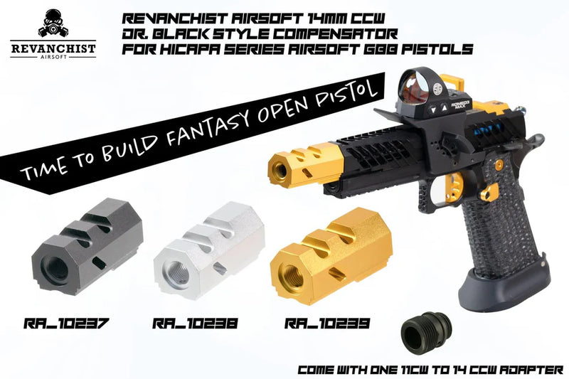 Load image into Gallery viewer, Revanchist 14mm CCW Dr.Black Style Compensator For Hi-Capa GBBP Series RA_10237
