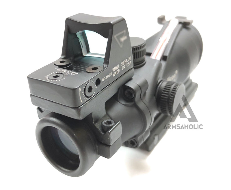 Load image into Gallery viewer, ACM ACO 4x32 Red Fiber Scope with RMR Sight A-Style Mount  (Black) for Tactical Airsoft
