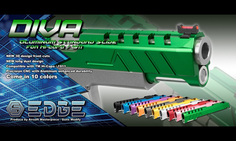 EDGE Custom "DIVA" Aluminum Standard Slide for Hi-CAPA/1911 Black
