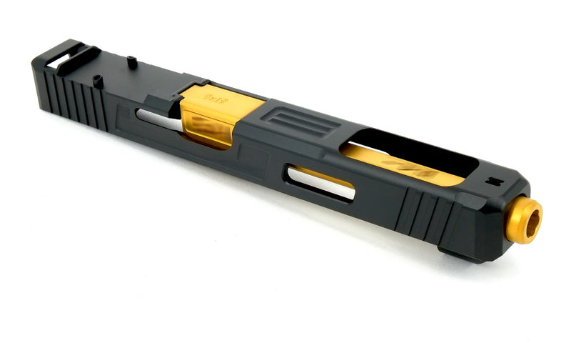 Load image into Gallery viewer, Guns Modify G34+RMR Aluminium Slide Stainless Steel Gold Barrel Set for TM G17/18C Ver.2
