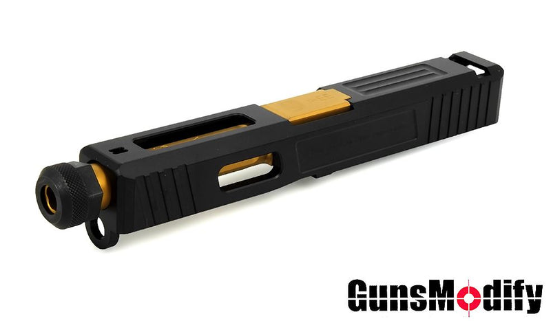 Load image into Gallery viewer, Guns Modify SA T1 Aluminum Slide / Gold Stainless Threaded Barrel CCW Set For Marui G19
