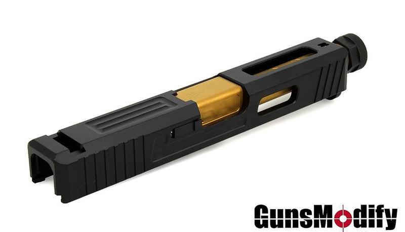 Load image into Gallery viewer, Guns Modify SA T1 Aluminum Slide / Gold Stainless Threaded Barrel CCW Set For Marui G19
