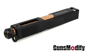 Guns Modify SA UTI Aluminum Slide /Rose Gold Stainless Threaded Barrel CCW Set For Marui G19 #GM0422
