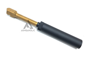 Guns Modify S-Style KM Stainless Steel Thread Outer Barrel for Marui G17 GBB (Fluted/Golden) CW 14MM Silencer Combo Set
