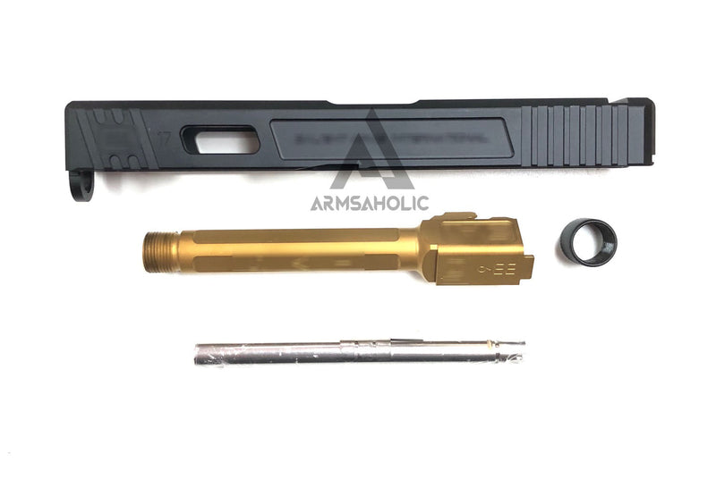 Load image into Gallery viewer, Guns Modify SA Alu CNC Slide/Stainless 4 fluted Threaded Gold barrel Set for TM G17
