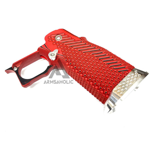 Nova CNC G10 Grip with Magwell for Tokyo Marui 5.1 Hicapa GBB series - ( Mix Texture ) - RED