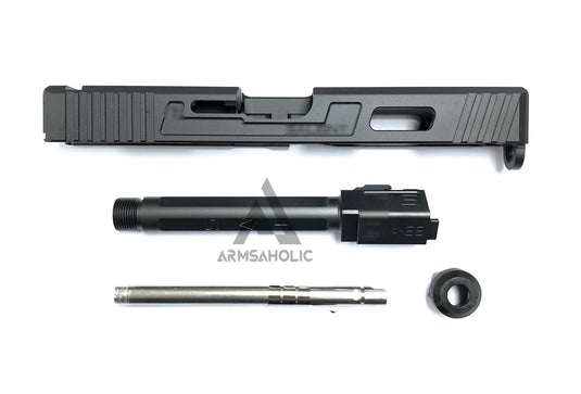 Guns Modify SA Aluminum CNC Slide & Stainless 4 fluted Threaded black barrel Set for Marui G17/22
