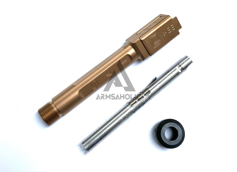 Load image into Gallery viewer, Guns Modify S-Style Stainless Steel Thread Outer Barrel for Marui G19 GBB (Nitride/Golden) CCW 14MM
