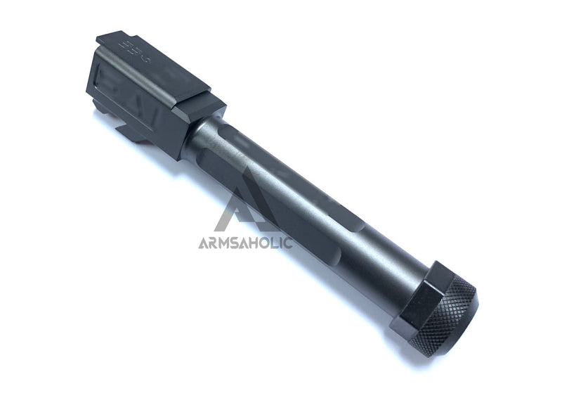 Load image into Gallery viewer, Guns Modify S-Style Stainless Steel Thread Outer Barrel for Marui G19 GBB (Nitride Black) CCW 14MM
