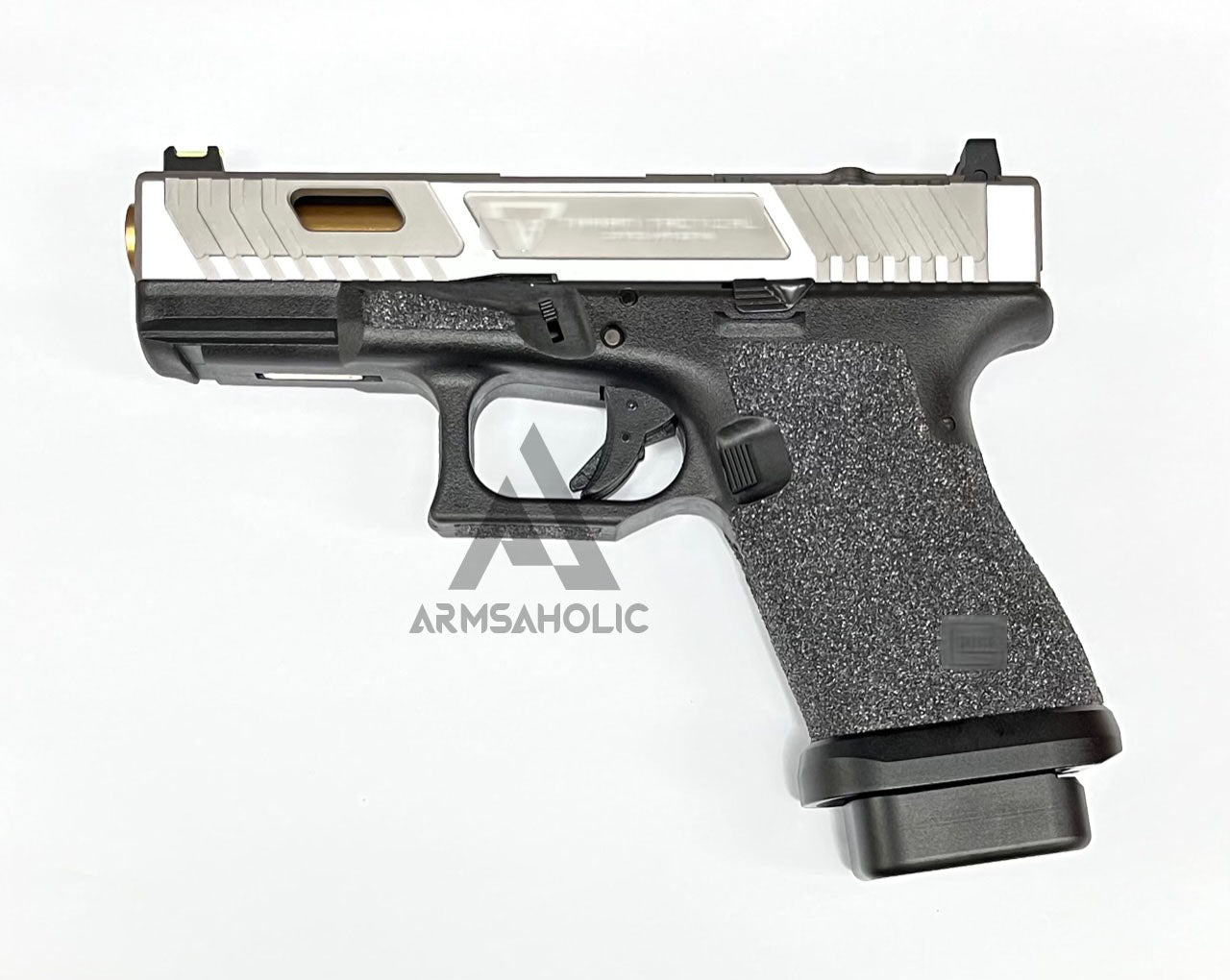 ArmsAholic Custom - T-Style 19 RMR GBB with Silicon Carbide Grip Airsoft - Sliver