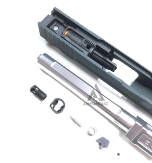 Nova FI-Style 17 Aluminum Slide Set For Marui G17/22/34-Titanium Grey Slide & Silver Outer Barrel