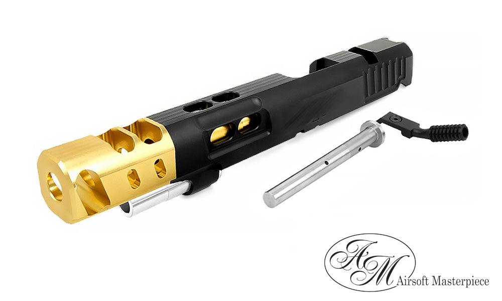 Airsoft Masterpiece S Style DVC Steel Open Slide for Hi-CAPA - Black with Gold Comp