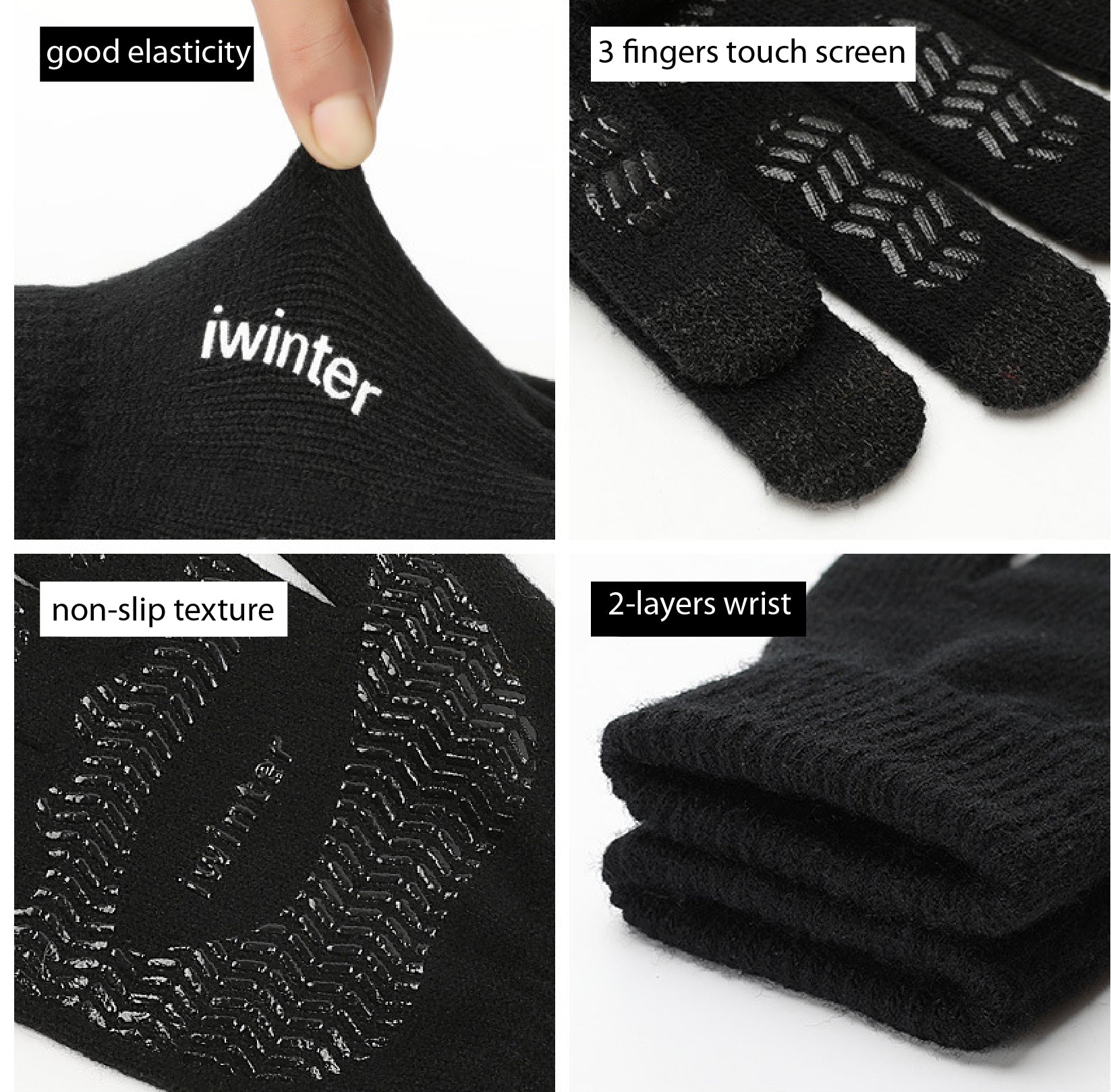 TouchScreen Winter Non-slip Knitting Gloves for outdoor activities, war games, bicycle, motorbike...