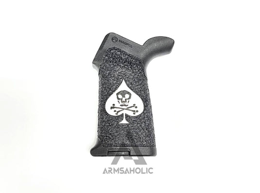 Armsaholic Custom Stippling SO-Style MOE Grip For M4/MWS/AR15/M16/416 Airsoft GBB - Black Cerakote Logo